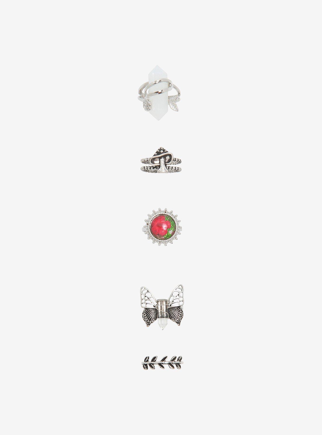 Crystal Butterfly Ring Set | Hot Topic