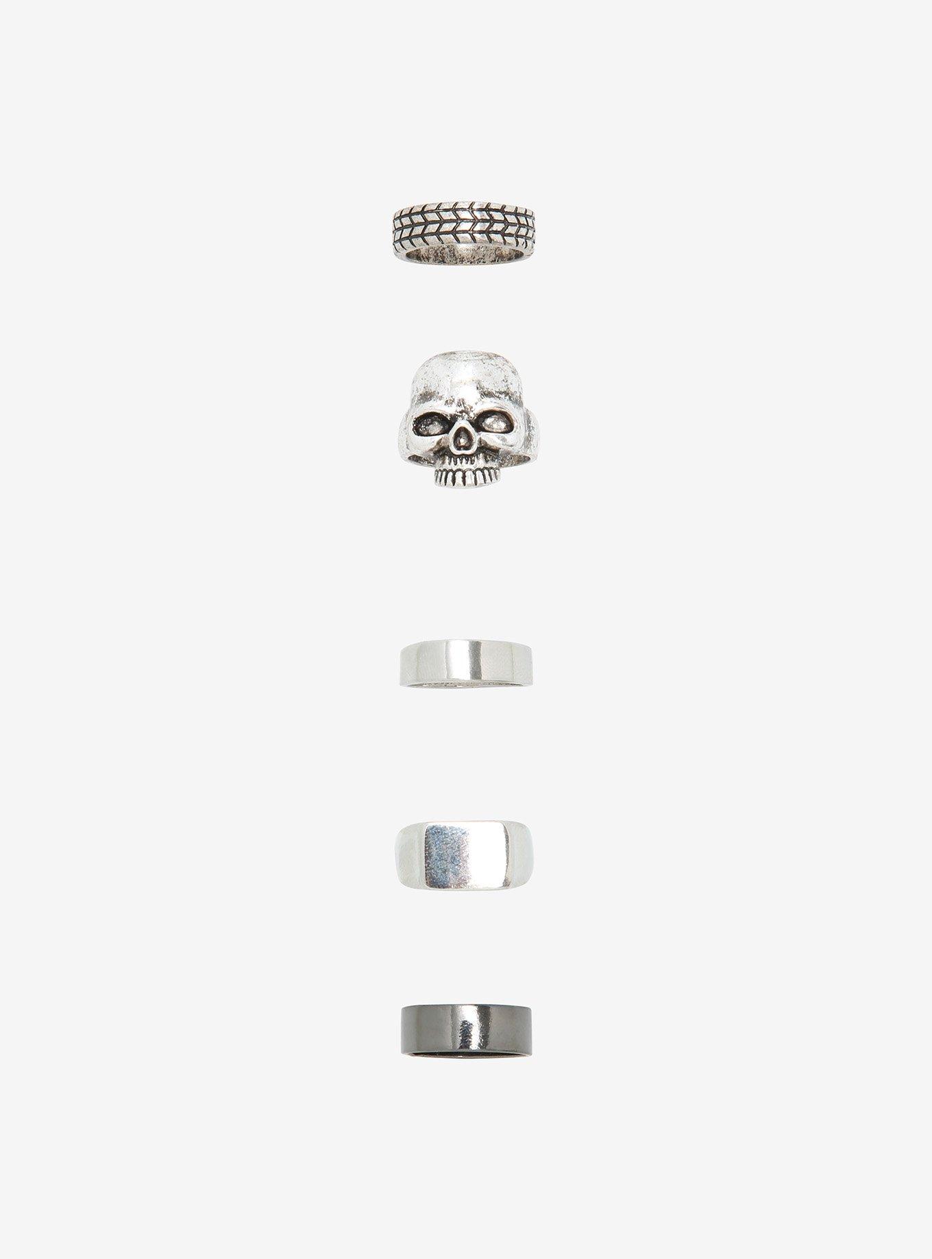 Silver Skull Guys Ring Set, , hi-res
