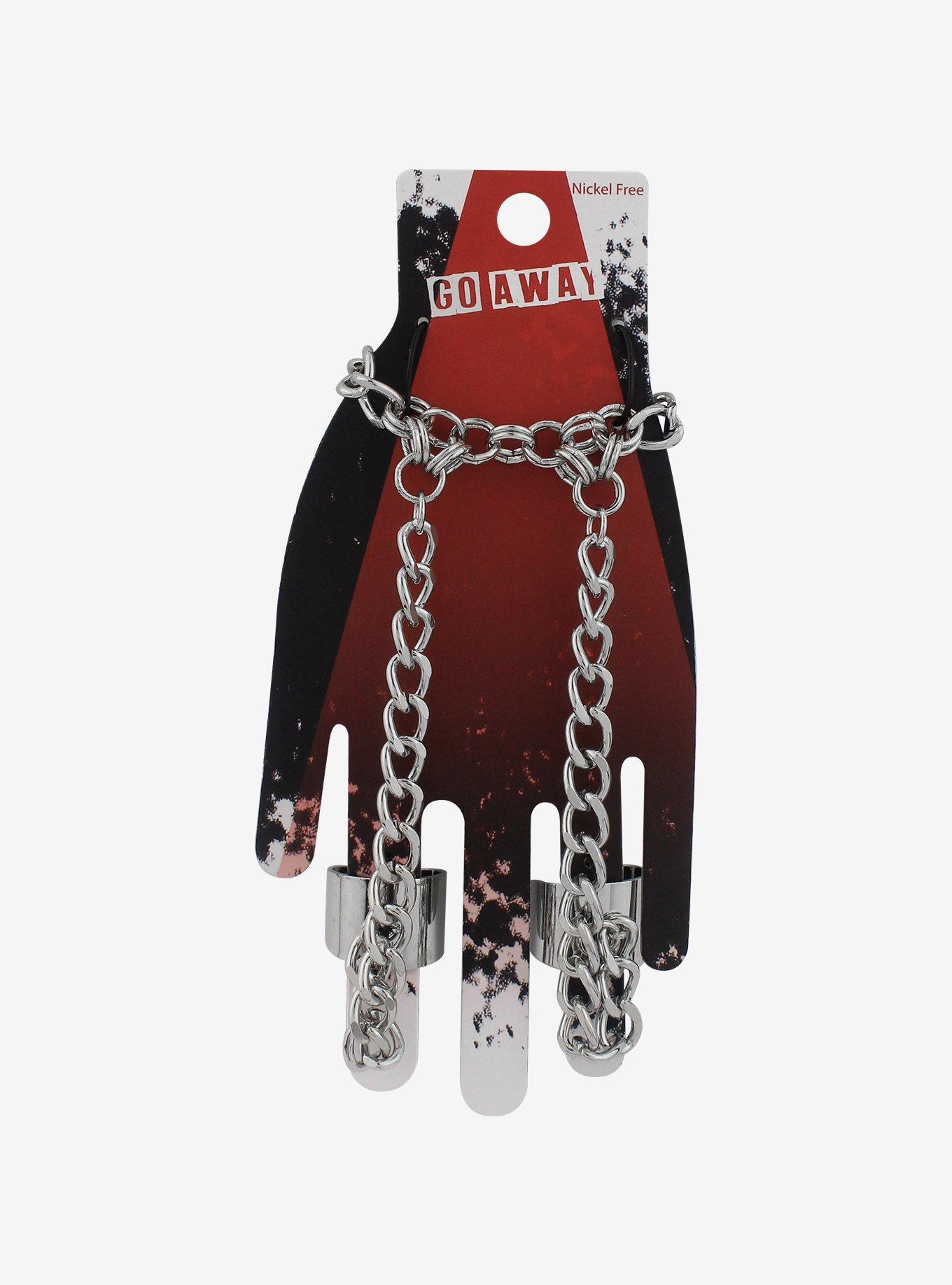 Two Finger Attached Ring Chain Bracelet, , hi-res