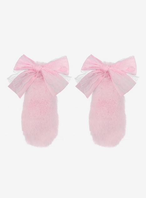 Fuzzy Pink Puppy Ear Hair Clips | Hot Topic