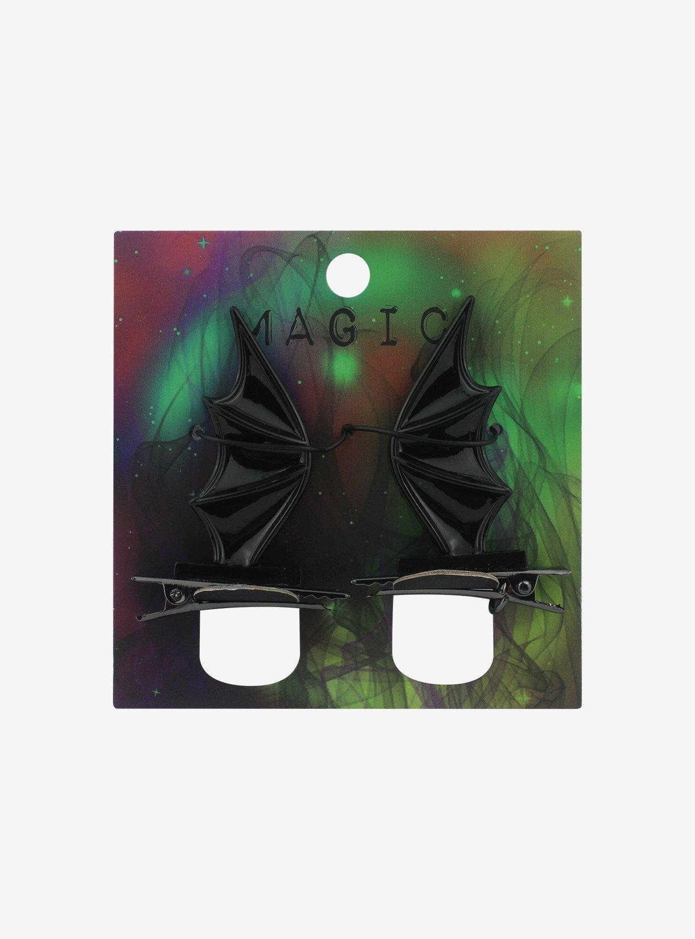 Black Bat Wing Hair Clip Set, , hi-res