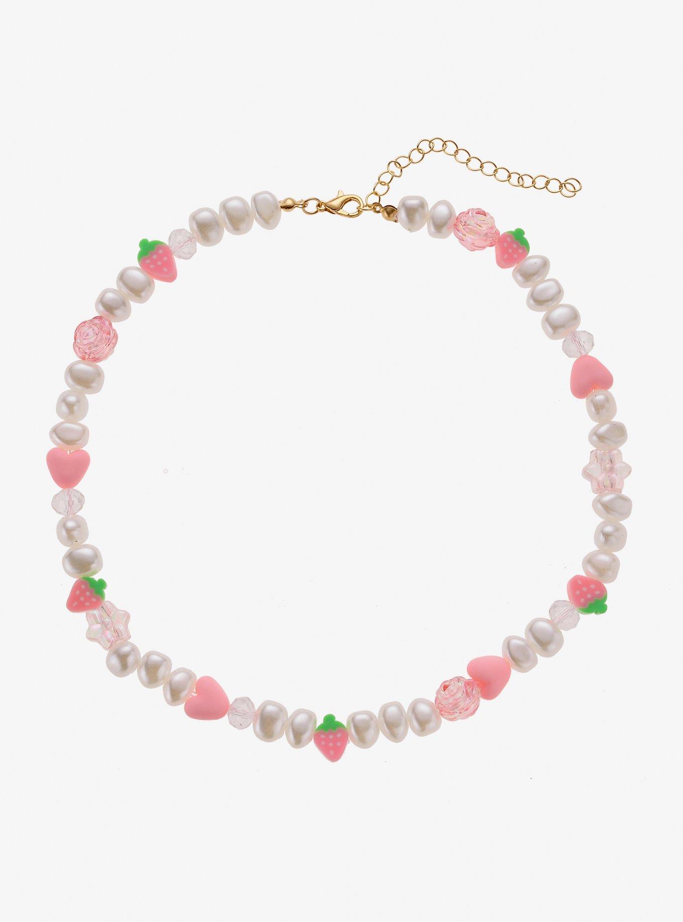 Strawberry Milk Pearl Bead Necklace, , hi-res
