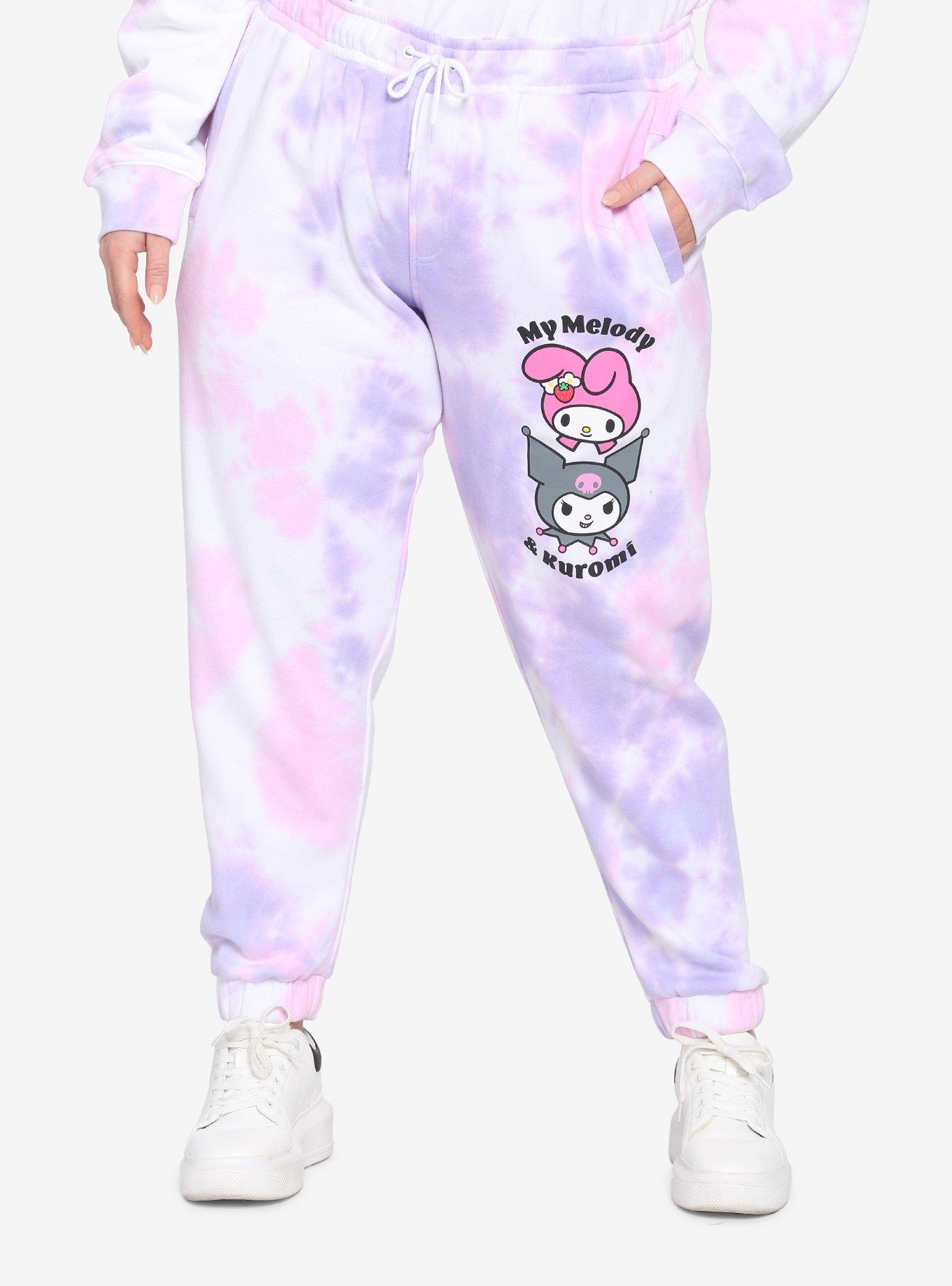 My Melody & Kuromi Pink & Purple Wash Girls Sweatpants Plus Size, MULTI, hi-res