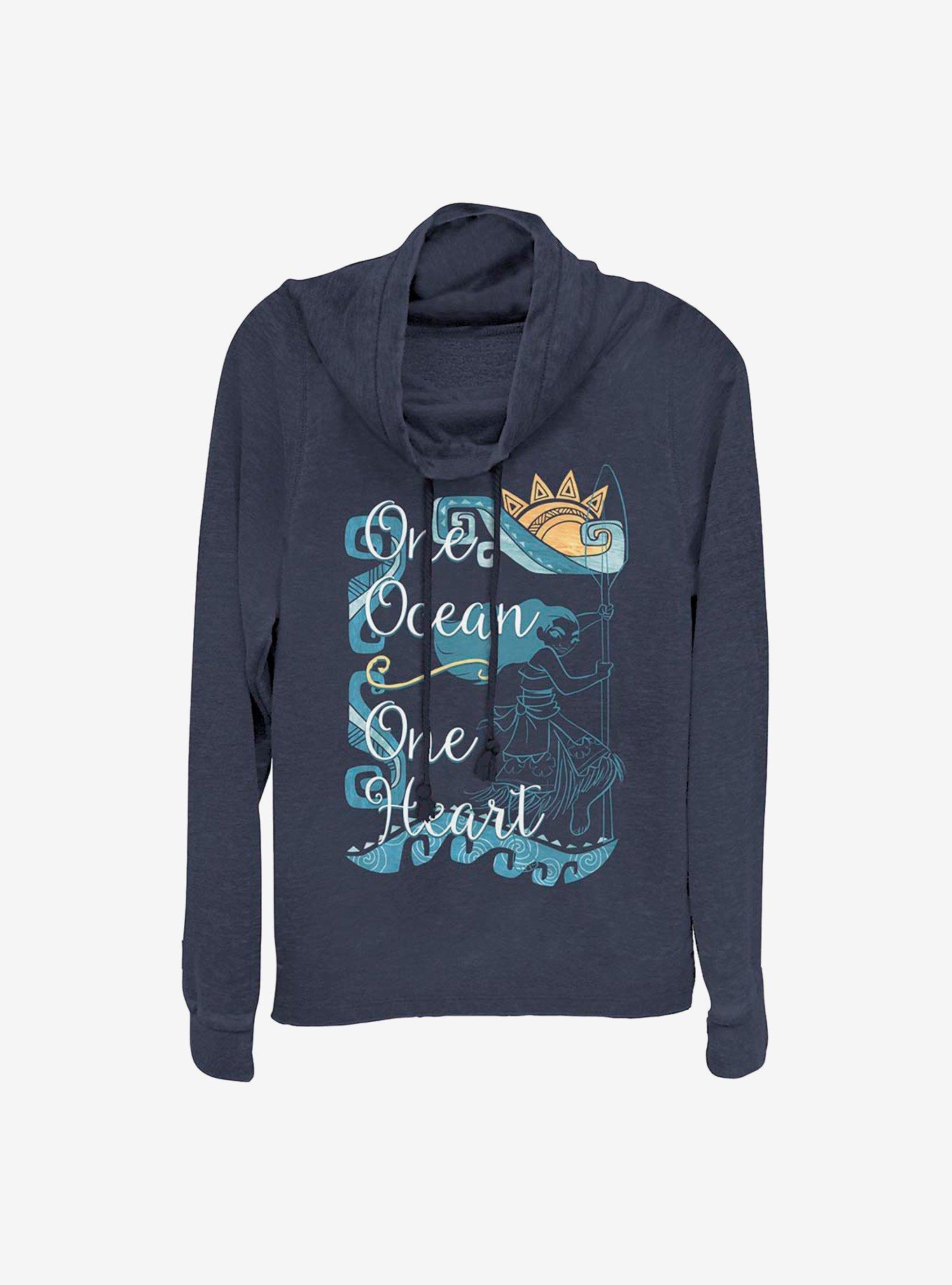 Disney Moana One Heart Cowlneck Long-Sleeve Girls Top, , hi-res