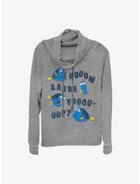 Disney Pixar Finding Nemo Dory How Are You? Cowlneck Long-Sleeve Girls Top, GRAY HTR, hi-res