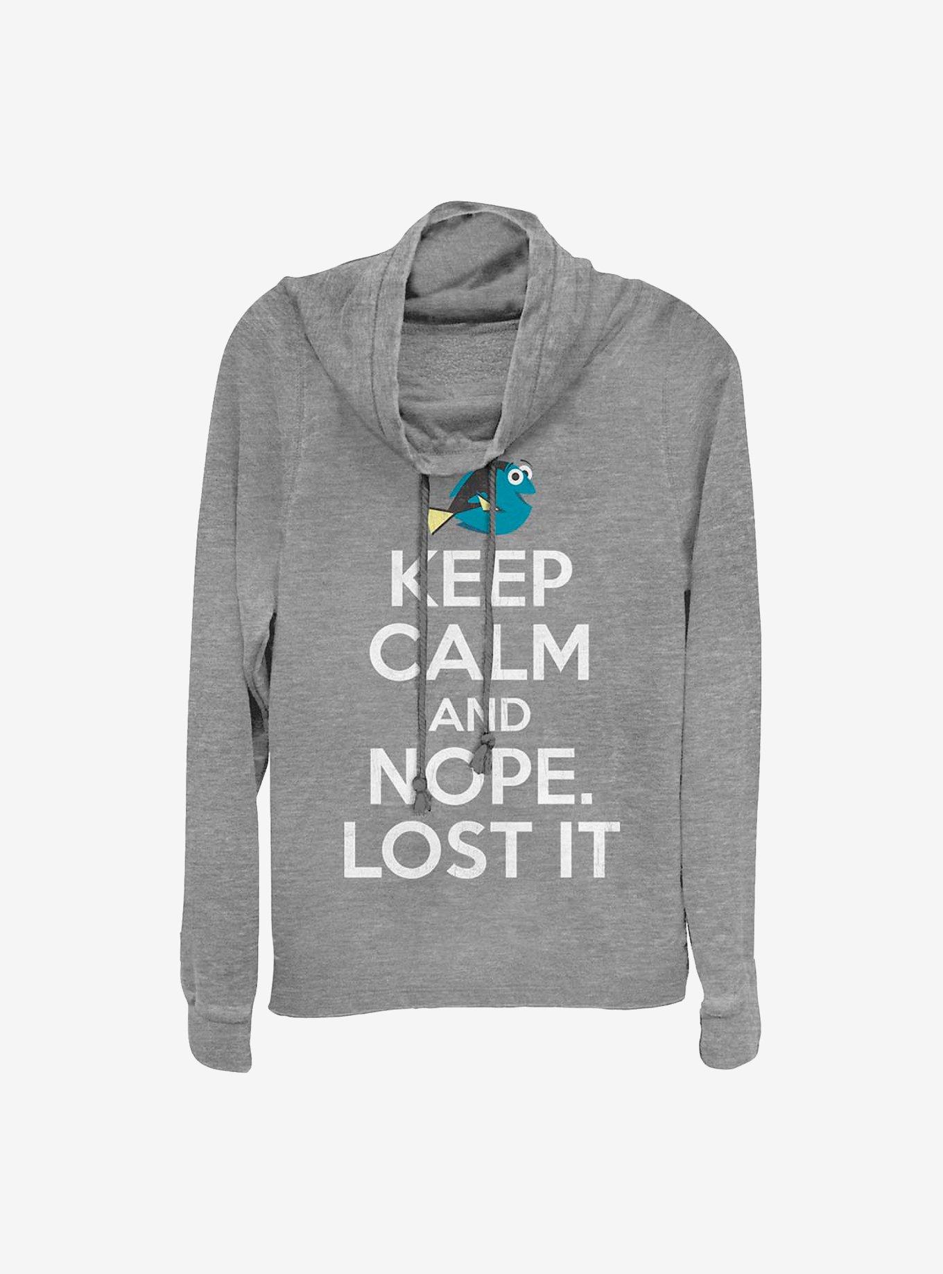 Disney Pixar Finding Nemo Keep Calm Cowlneck Long-Sleeve Girls Top, GRAY HTR, hi-res