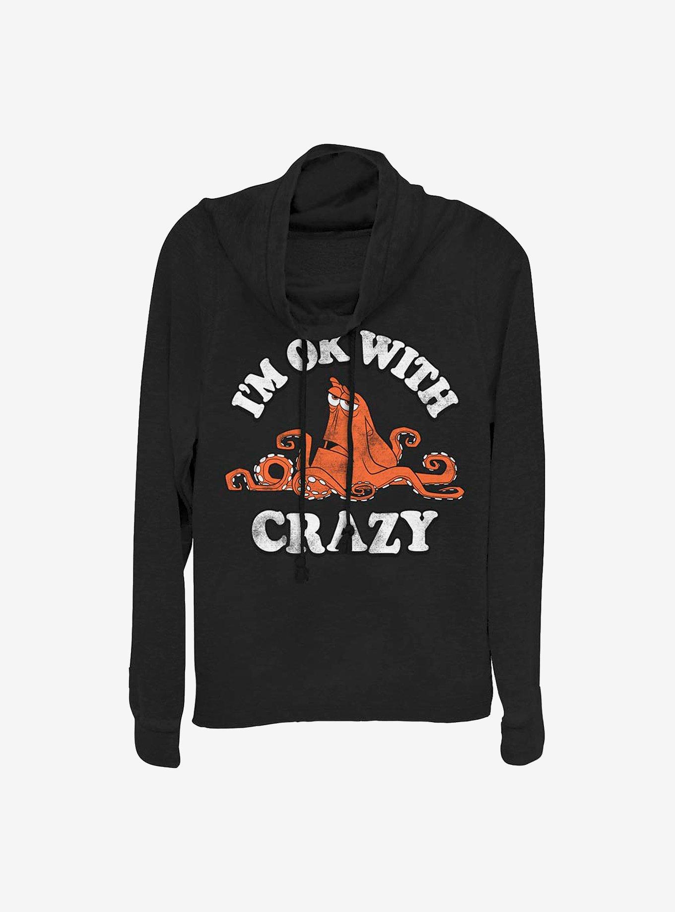 Disney Pixar Finding Nemo Ok With Crazy Cowlneck Long-Sleeve Girls Top, BLACK, hi-res