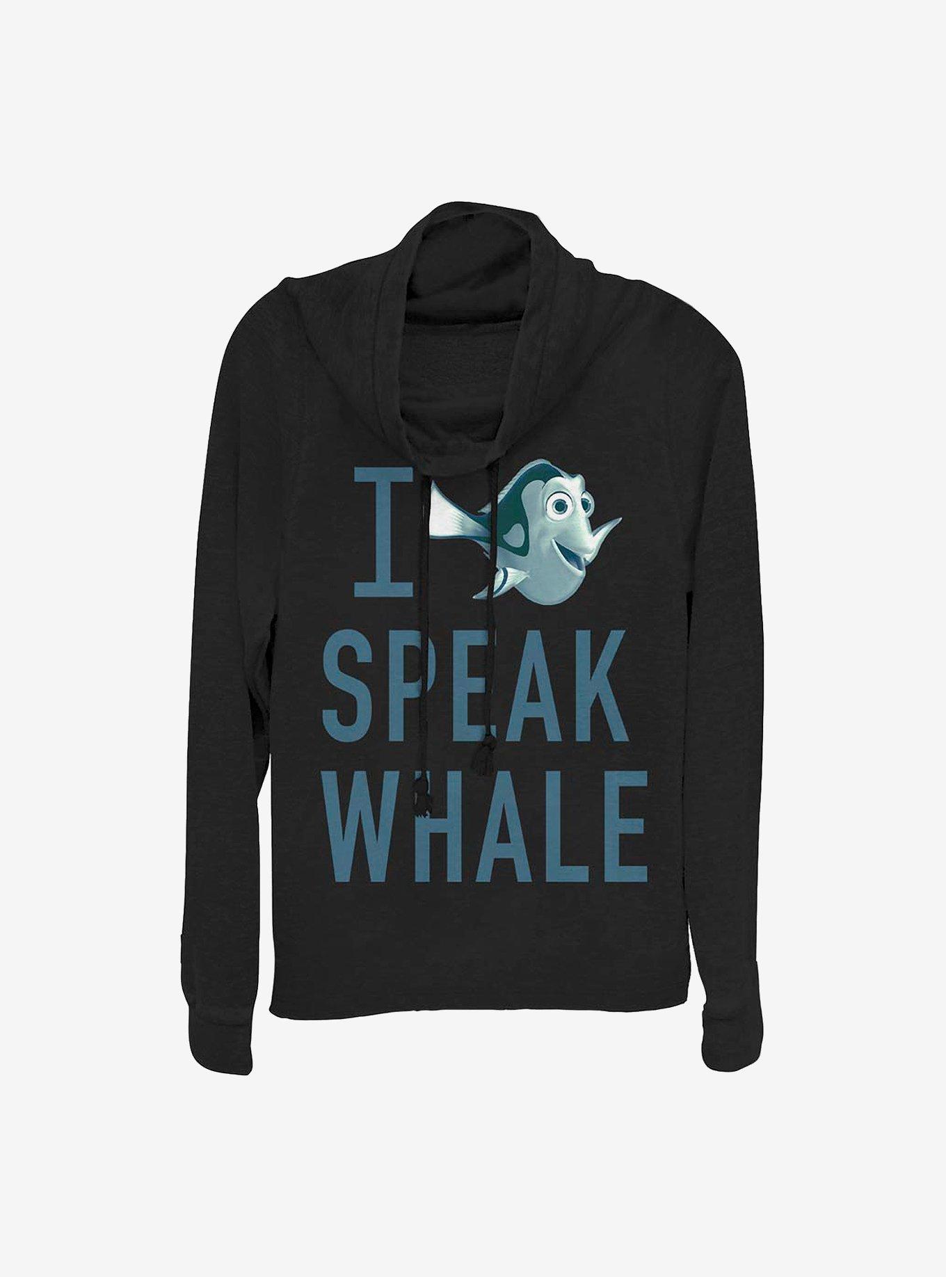 Disney Pixar Finding Nemo Whale Talk Cowlneck Long-Sleeve Girls Top, BLACK, hi-res