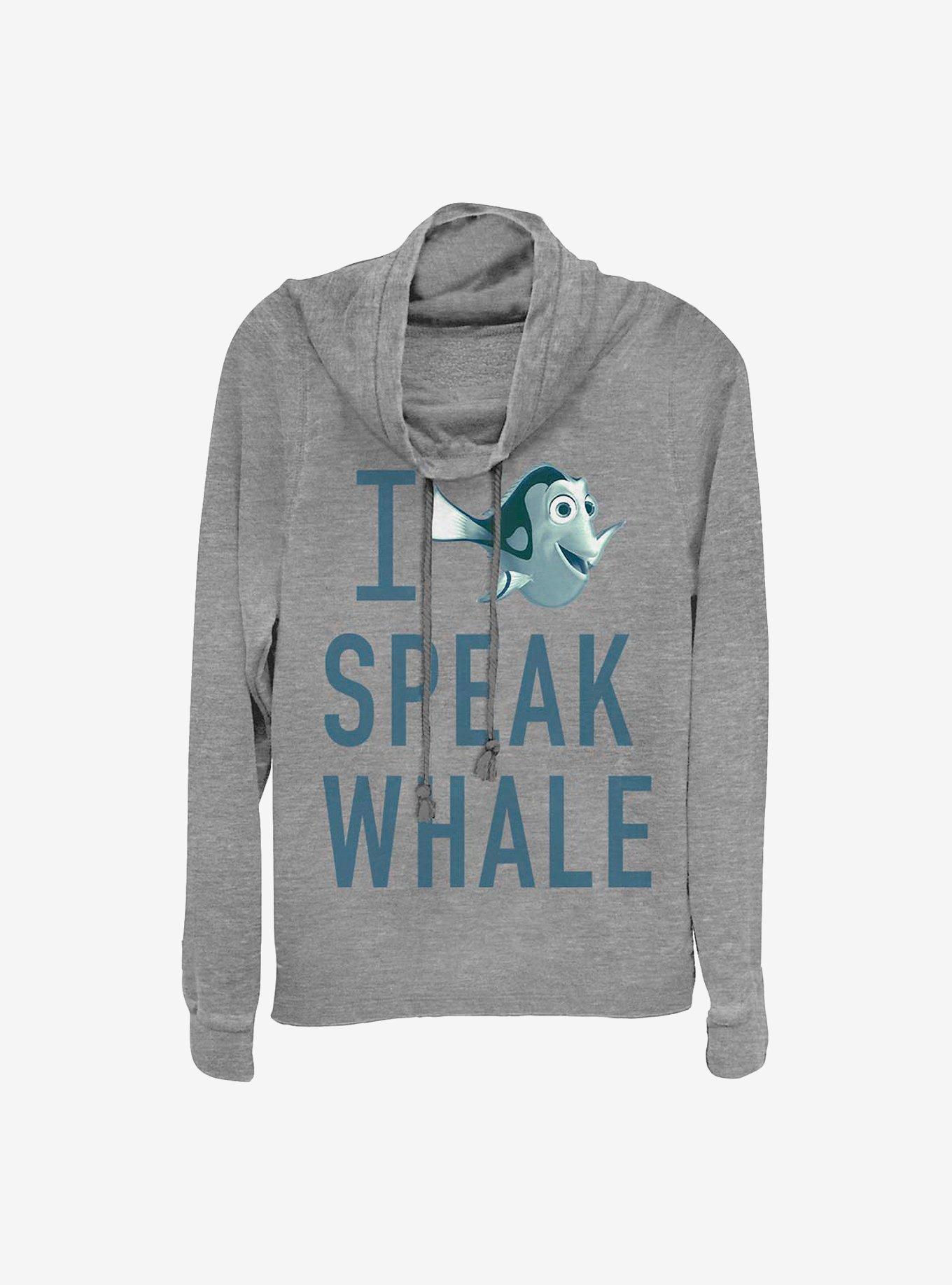 Disney Pixar Finding Nemo Whale Talk Cowlneck Long-Sleeve Girls Top, GRAY HTR, hi-res