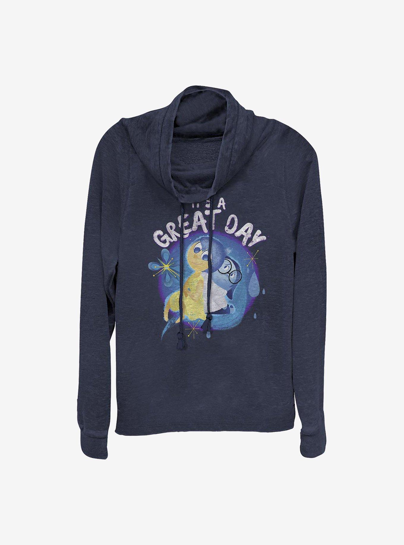 Disney Pixar Inside Out Great Day Cowlneck Long-Sleeve Girls Top, NAVY, hi-res