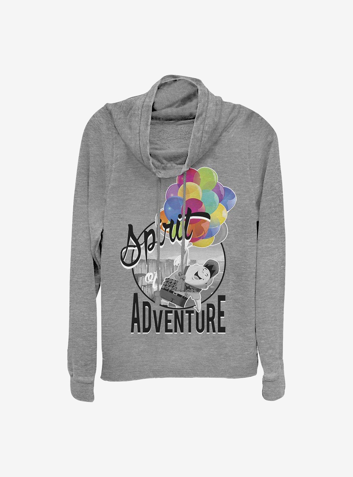 Disney Pixar Up Spirit Of Adventure Cowlneck Long-Sleeve Girls Top, GRAY HTR, hi-res