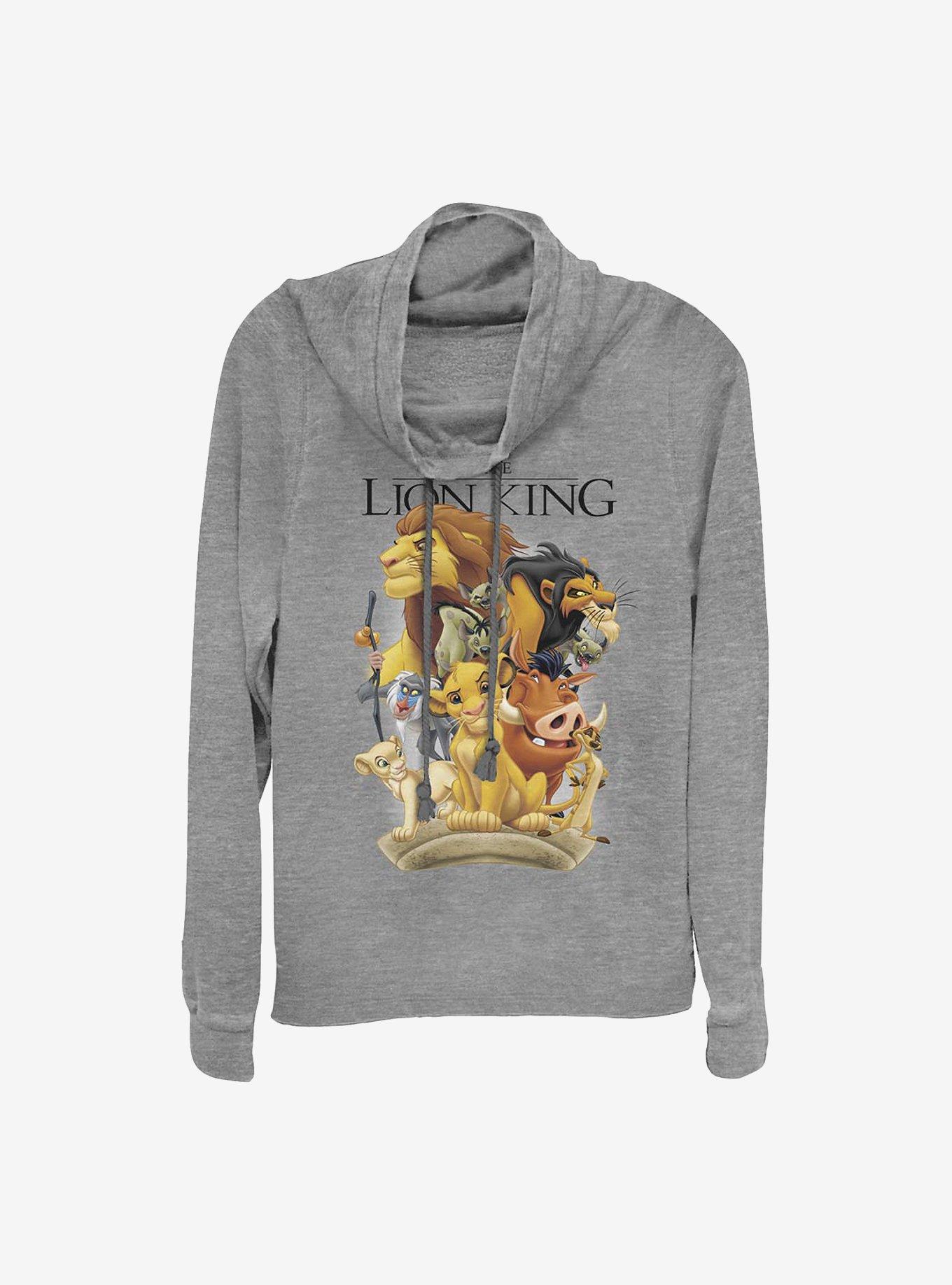 Disney The Lion King Characters Cowlneck Long-Sleeve Girls Top, GRAY HTR, hi-res