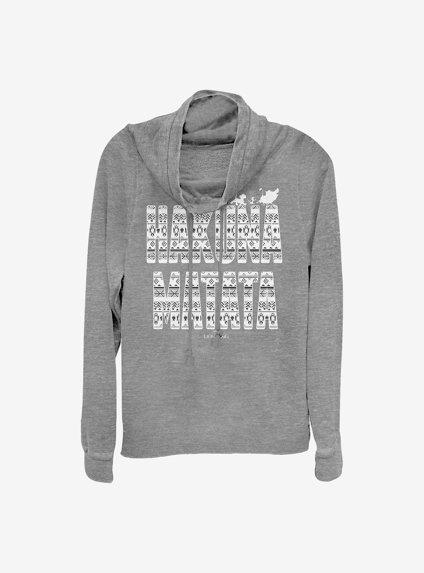 Disney The Lion King Hakuna Cowlneck Long-Sleeve Girls Top, GRAY HTR, hi-res