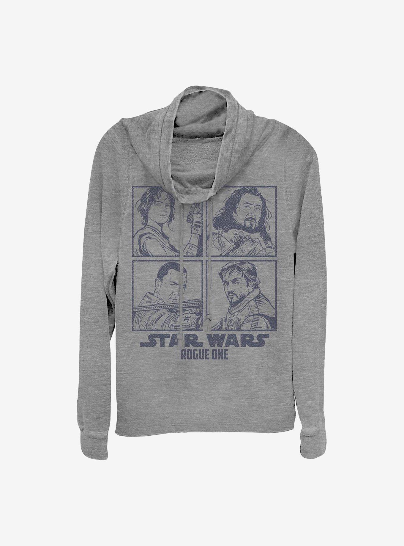 Star Wars Rogue One: A Star Wars Story Rogue Four Square Cowlneck Long-Sleeve Girls Top, GRAY HTR, hi-res