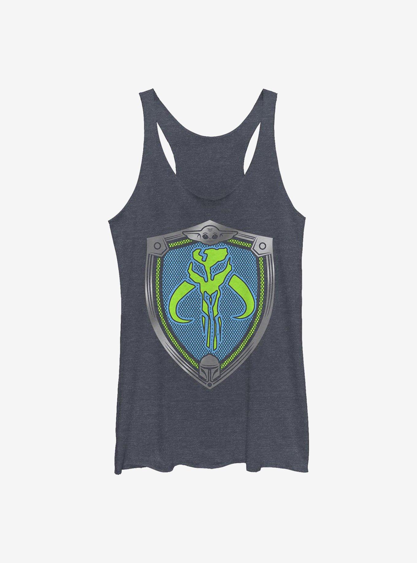 Star Wars The Mandalorian Mando Shield Girls Tank, NAVY HTR, hi-res