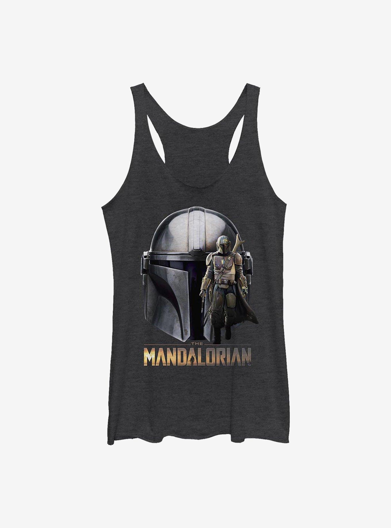 Star Wars The Mandalorian Mando Head Girls Tank, BLK HTR, hi-res