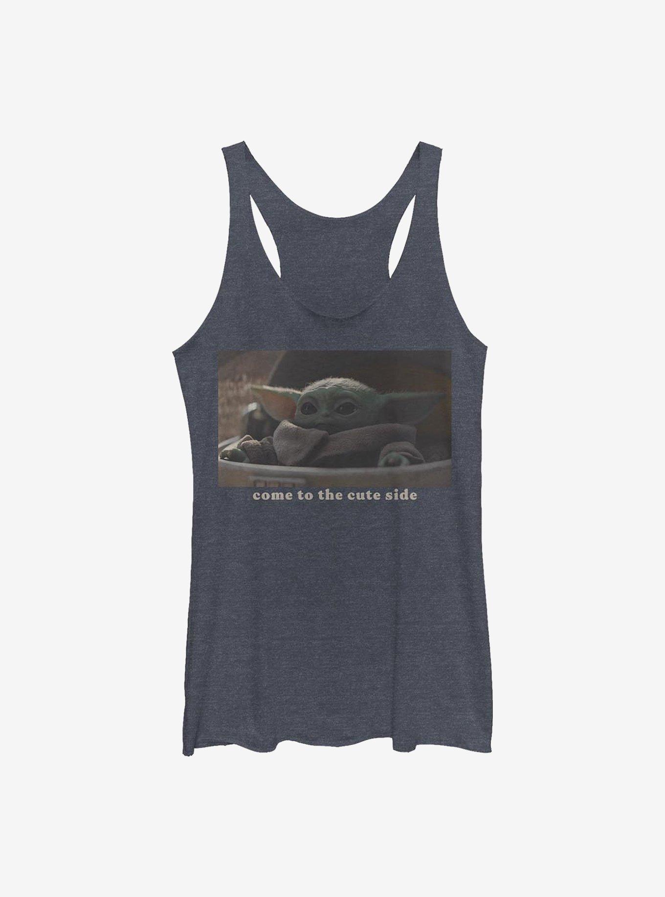 Star Wars The Mandalorian The Child Cute Side Girls Tank, NAVY HTR, hi-res