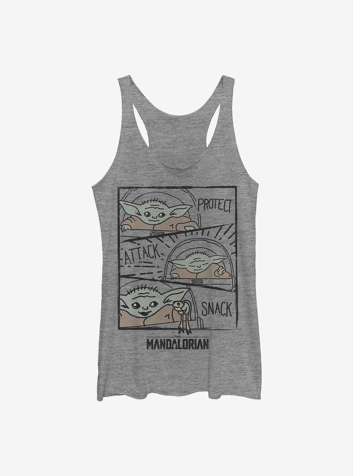 Star Wars The Mandalorian The Child Doodle Panels Girls Tank, GRAY HTR, hi-res