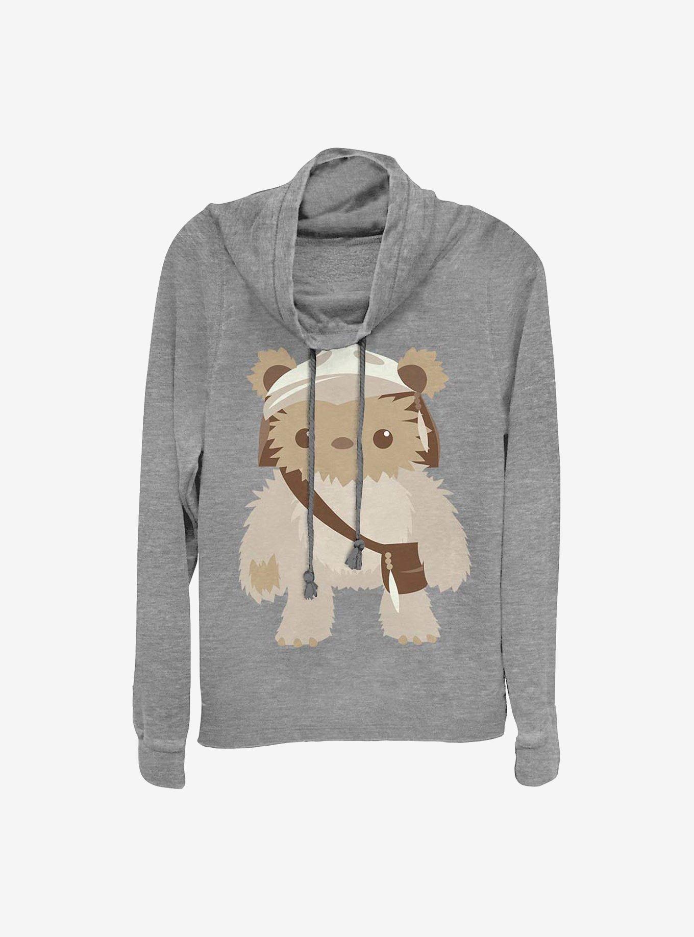 Star Wars Ewok Cutie Cowlneck Long-Sleeve Girls Top, GRAY HTR, hi-res