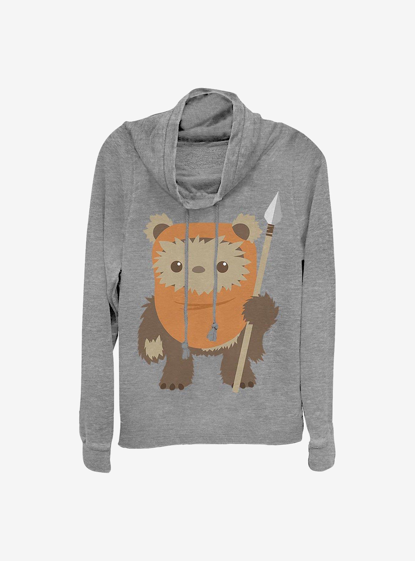 Star Wars Ewok Spear Cowlneck Long-Sleeve Girls Top, GRAY HTR, hi-res