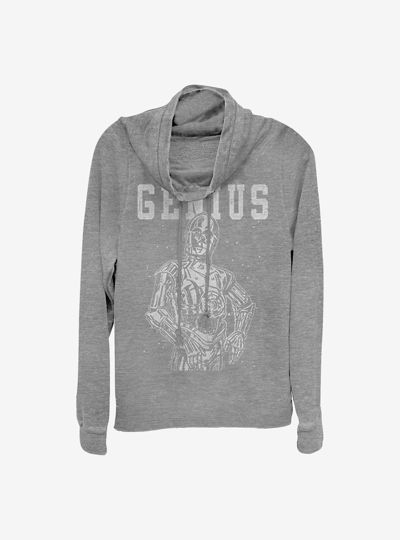 Star Wars Genius C-3PO Cowlneck Long-Sleeve Girls Top, GRAY HTR, hi-res
