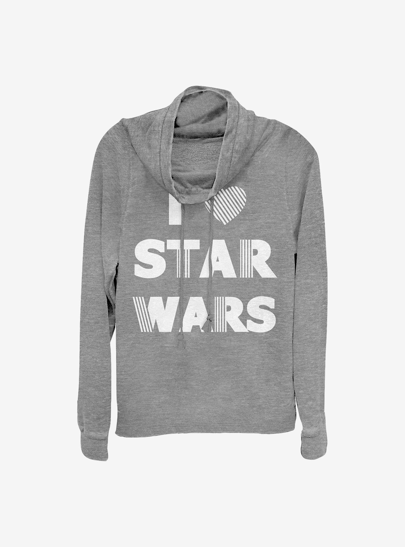 Star Wars I Heart Star Wars Cowlneck Long-Sleeve Girls Top, GRAY HTR, hi-res