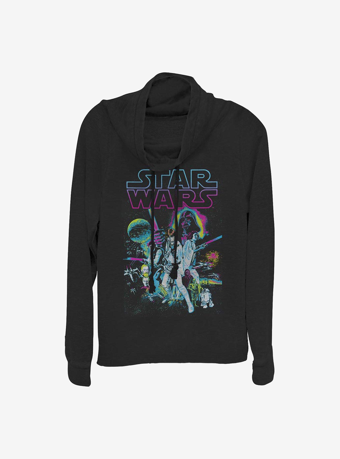 Star Wars Neon Hope Cowlneck Long-Sleeve Girls Top, , hi-res