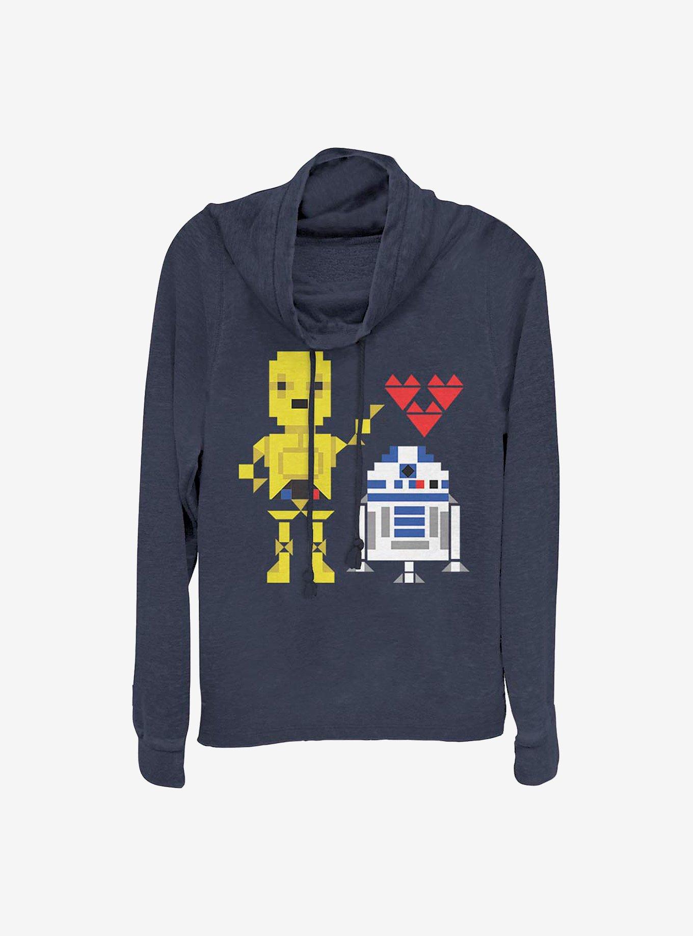 Star Wars R2 C-3PO Love Cowlneck Long-Sleeve Girls Top, NAVY, hi-res