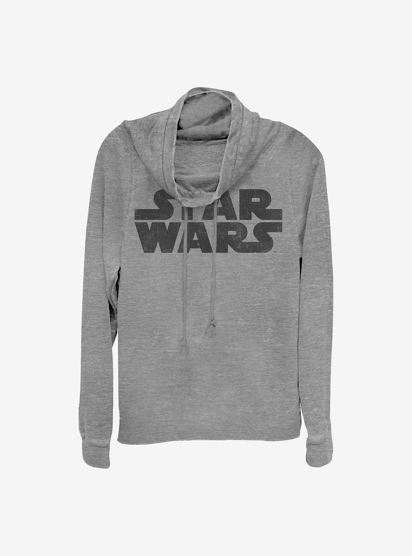 Star Wars Simple Logo Cowlneck Long-Sleeve Girls Top, GRAY HTR, hi-res