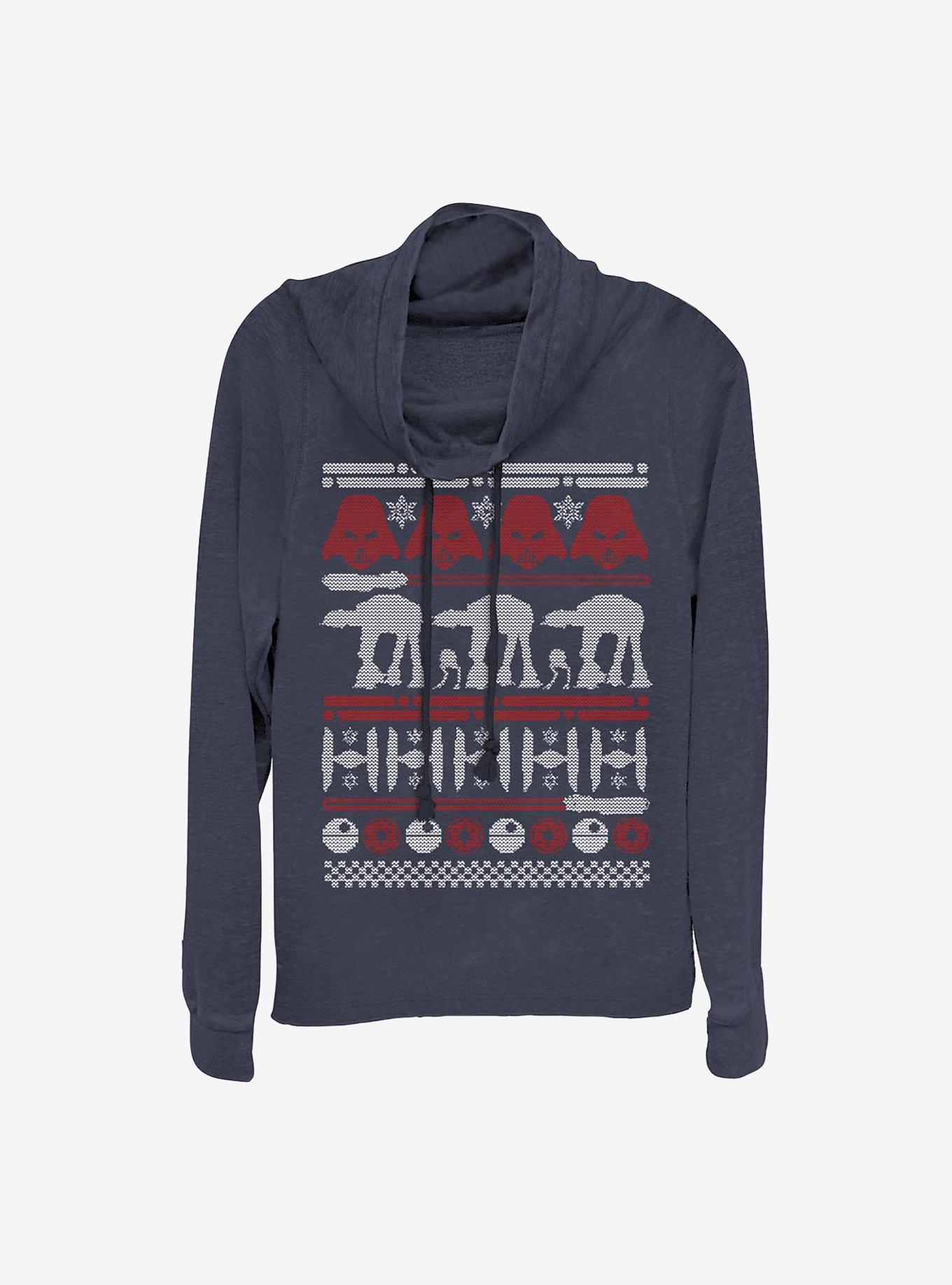 Star Wars Ugly Holiday Cowlneck Long-Sleeve Girls Top, , hi-res