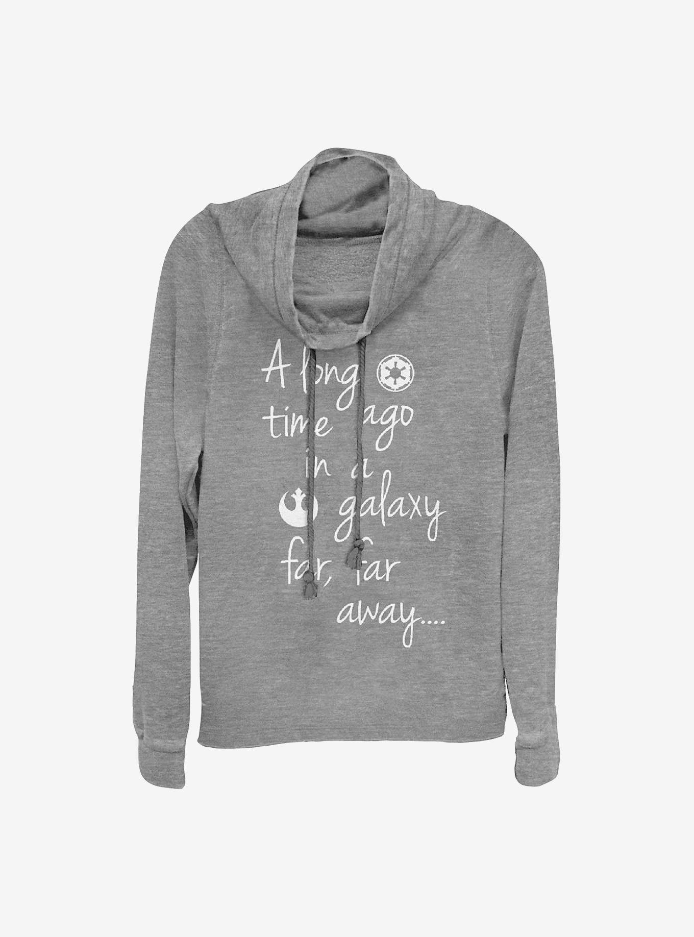 Star Wars Galaxy Cowlneck Long-Sleeve Girls Top, GRAY HTR, hi-res