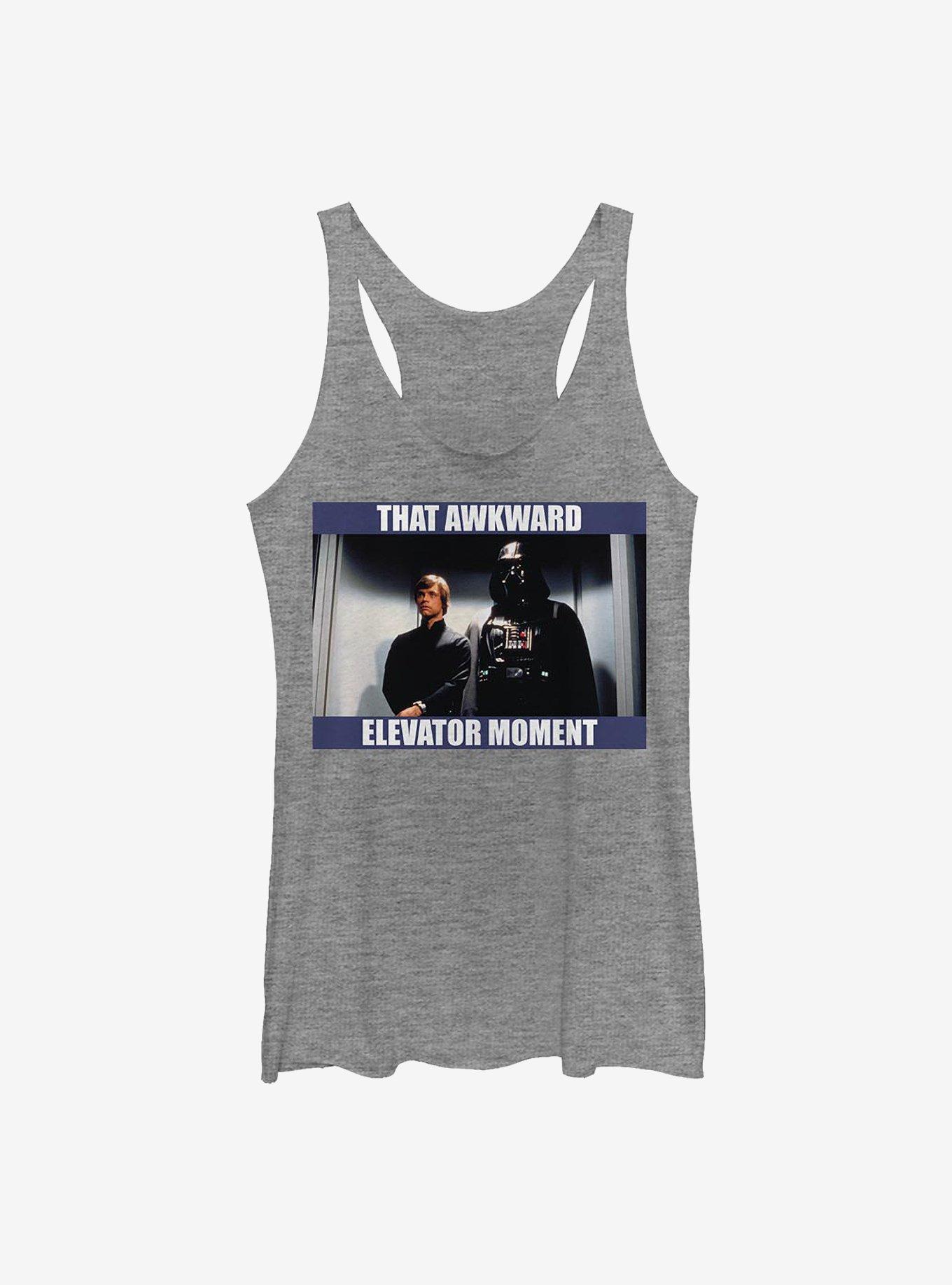 Star Wars Awkward Elevator Moment Girls Tank, GRAY HTR, hi-res