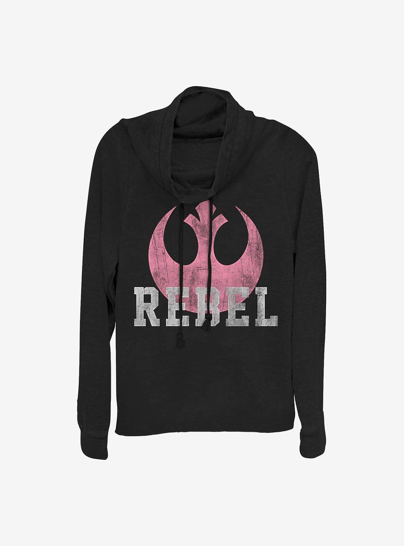 Star Wars: The Force Awakens Rebel Cowlneck Long-Sleeve Girls Top, BLACK, hi-res