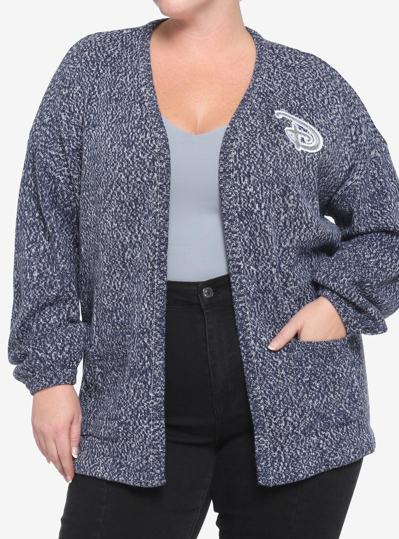 Her Universe Disney Logo Marled Open Cardigan Plus Size Her Universe Exclusive, MULTI, hi-res