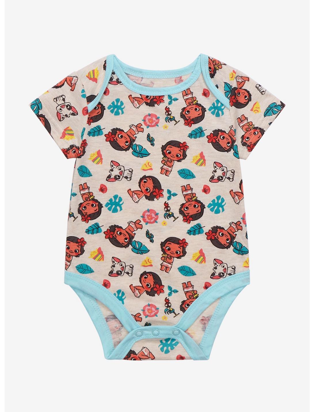 Disney Moana Tropical Icons Allover Print Infant One-Piece - BoxLunch Exclusive, NATURAL, hi-res