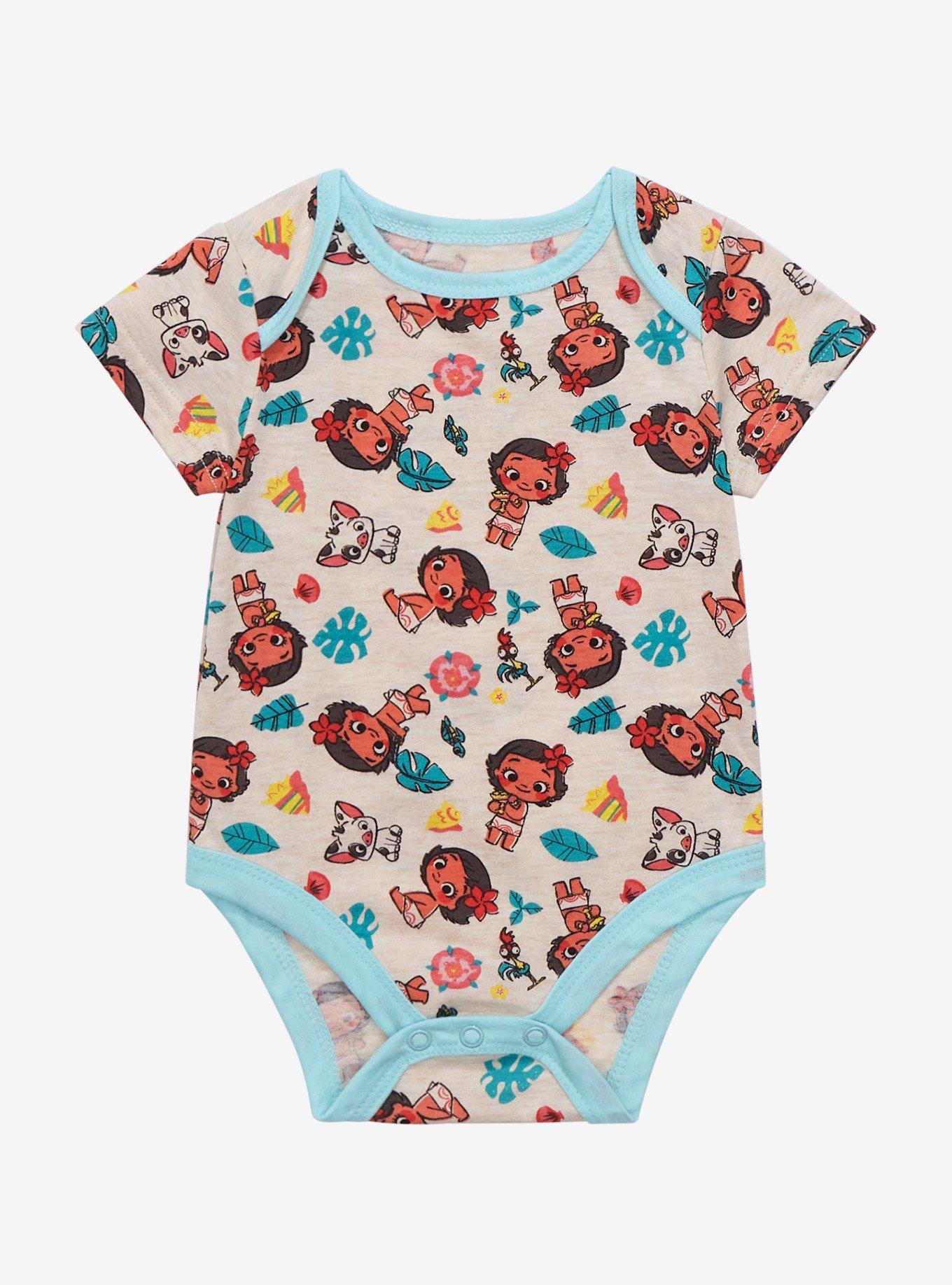 Disney Moana Tropical Icons Allover Print Infant One-Piece - BoxLunch Exclusive, , hi-res