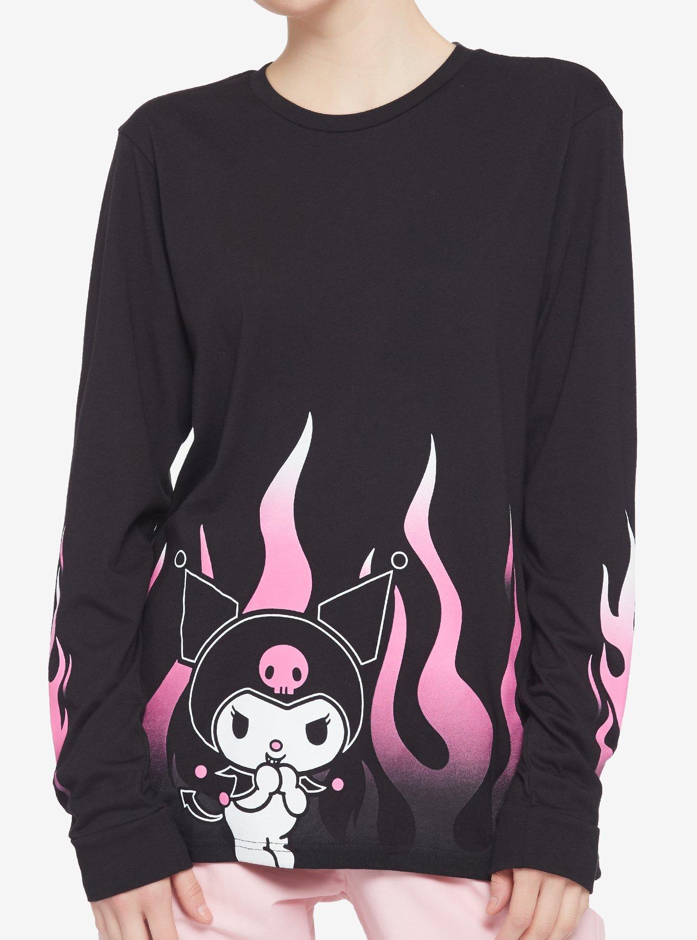 Kuromi Pink Flames Girls Long-Sleeve T-Shirt, MULTI, hi-res