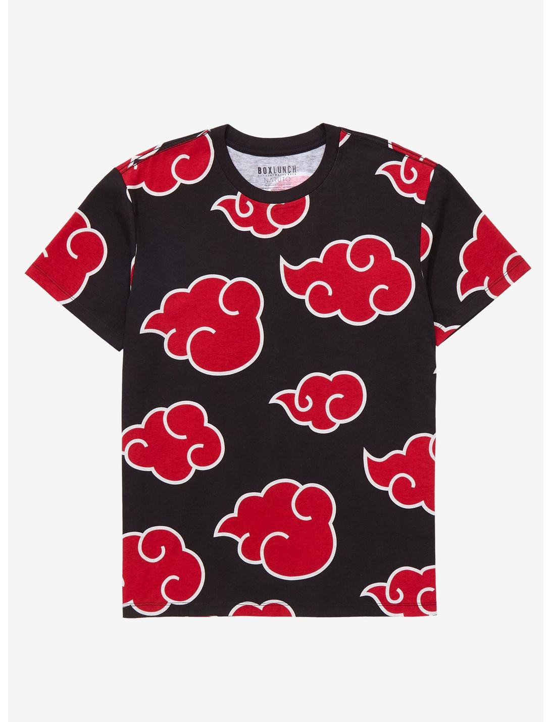 Naruto Shippuden Akatsuki Cloud Allover Print Plus Size Women's T-Shirt - BoxLunch Exclusive, BLACK, hi-res