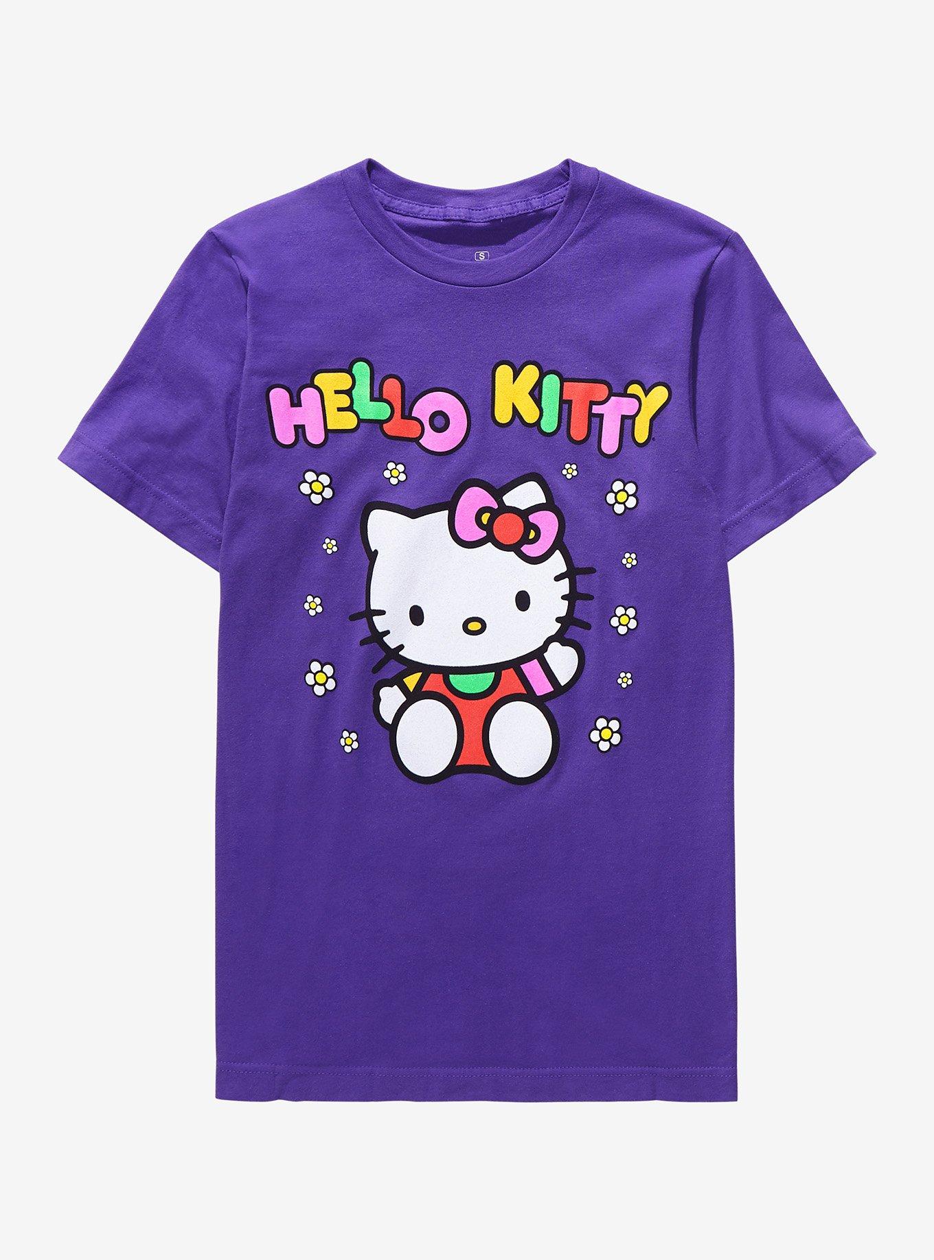 Sanrio Hello Kitty Multicolor Floral Women's T-Shirt - BoxLunch Exclusive, PURPLE, hi-res
