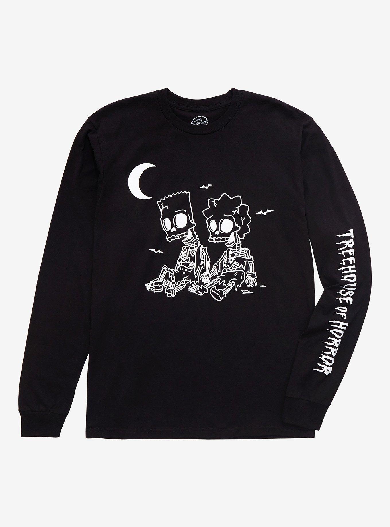 The Simpsons Treehouse of Horror Bart & Lisa Skeleton Long Sleeve T-Shirt - BoxLunch Exclusive, BLACK, hi-res