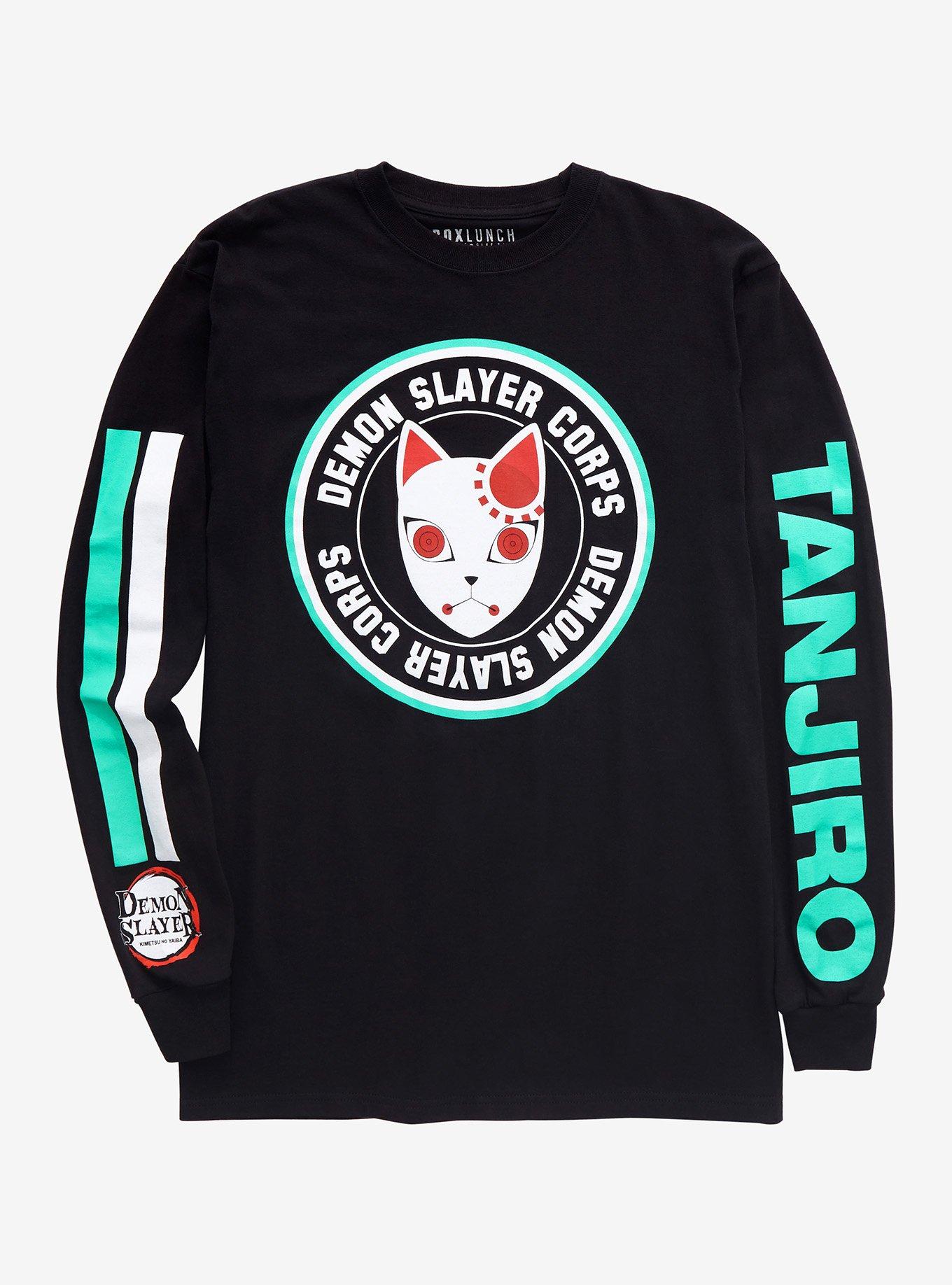 Demon Slayer: Kimetsu no Yaiba Tanjiro Kamado Warding Mask Long Sleeve T-Shirt - BoxLunch Exclusive, BLACK, hi-res