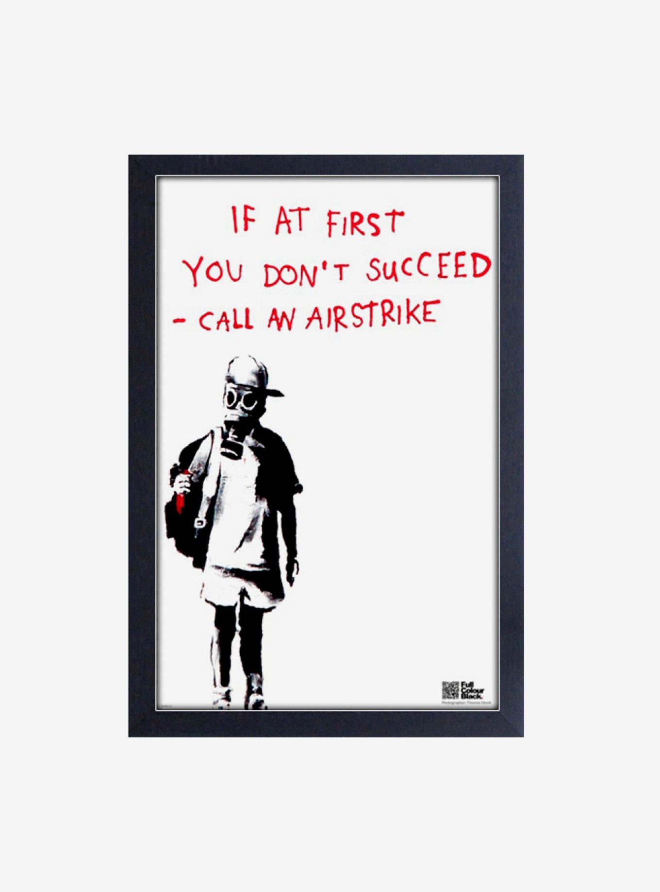 Banksy Airstrike Portrait Framed Wood Wall Art, , hi-res