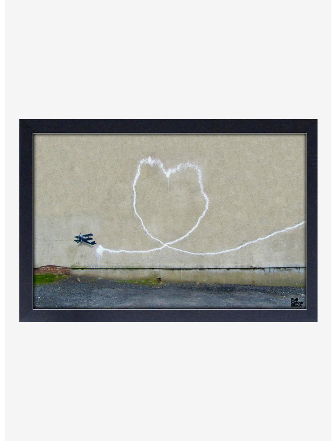 Banksy Biplane Heart Framed Wood Wall Art, , hi-res