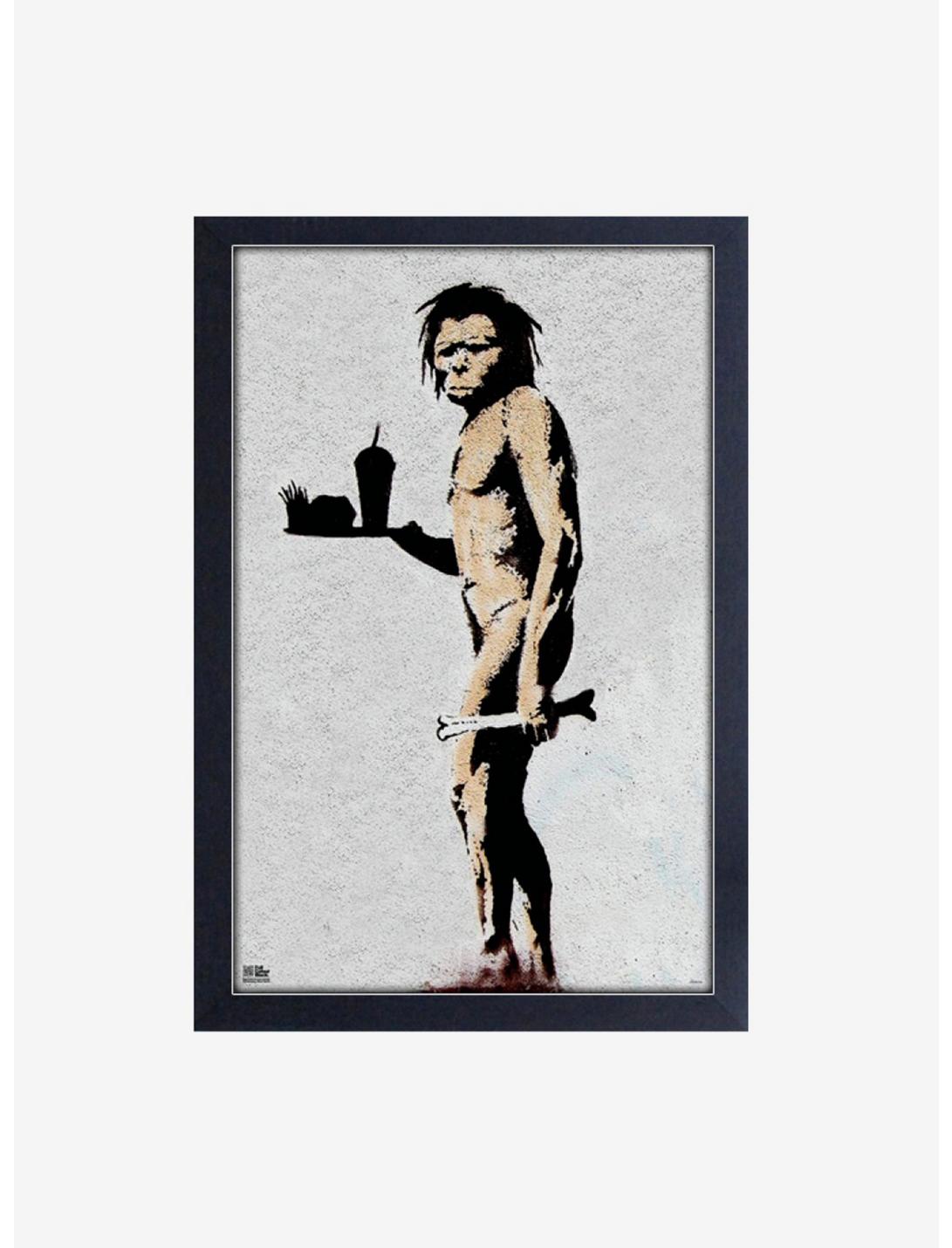 Banksy Caveman Waiter Framed Wood Wall Art, , hi-res