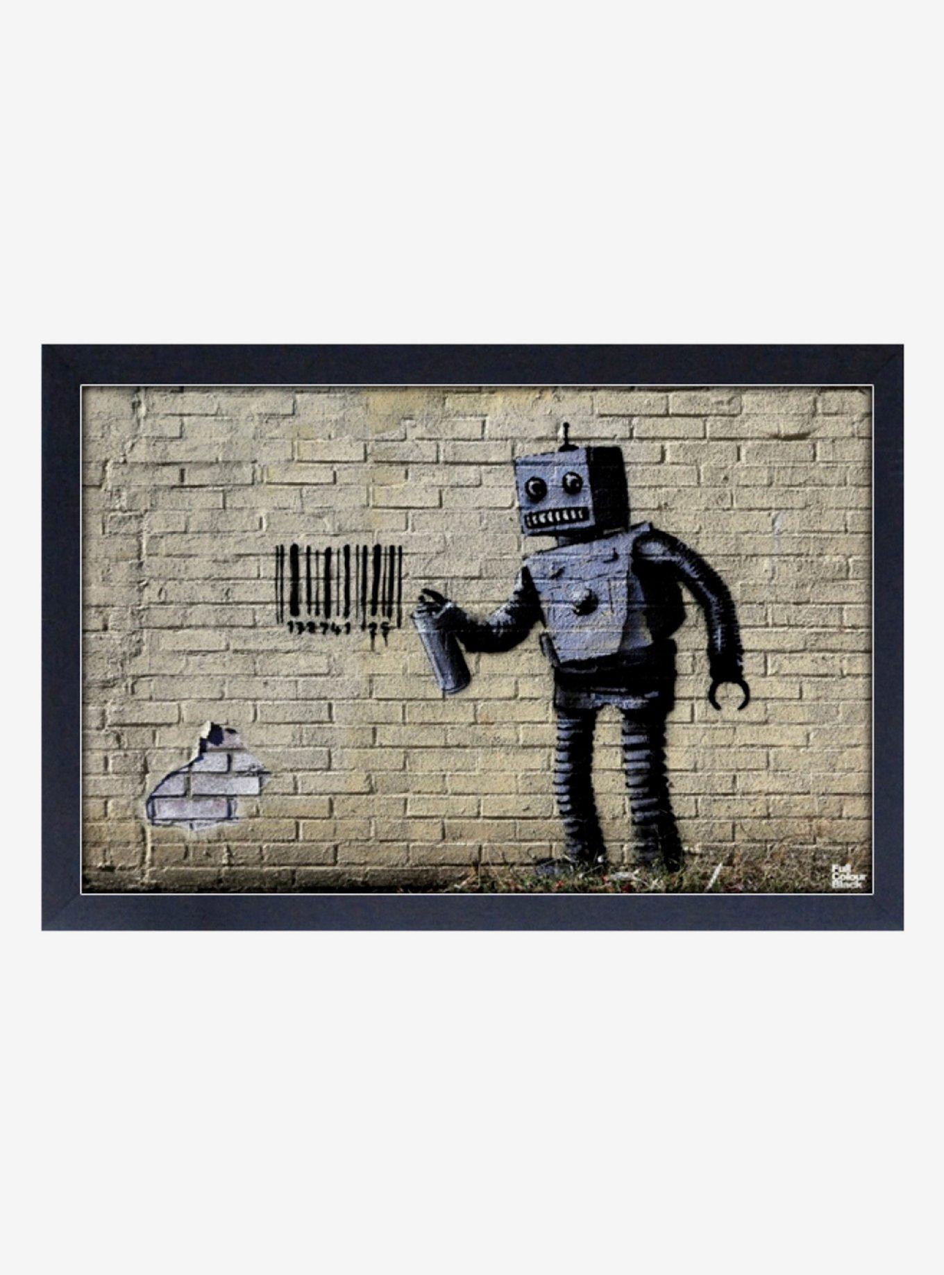 Banksy Barcode Robot Framed Wood Wall Art, , hi-res