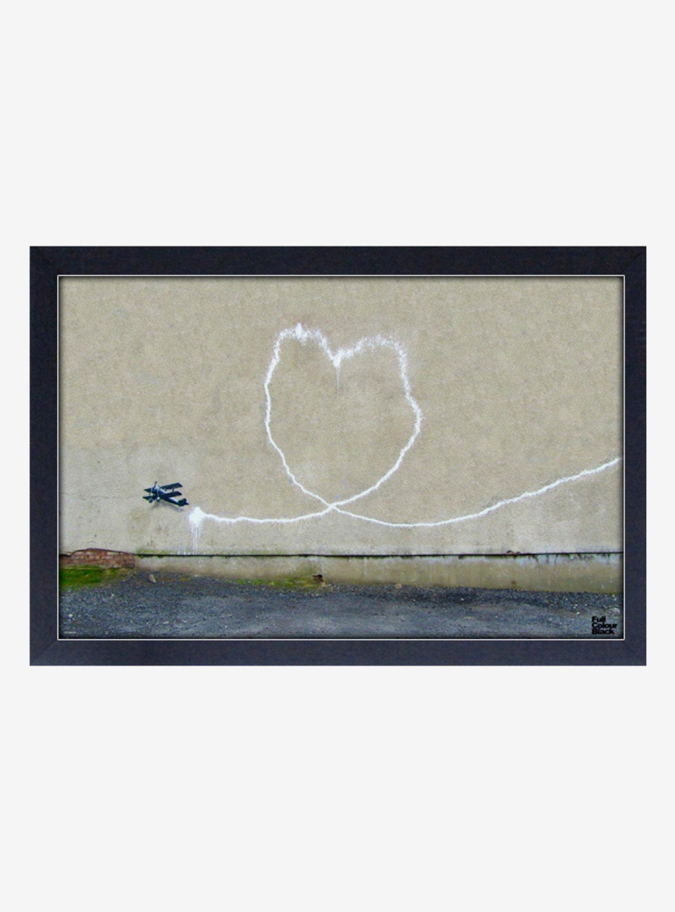 Banksy Biplane Heart Framed Wood Wall Art, , hi-res