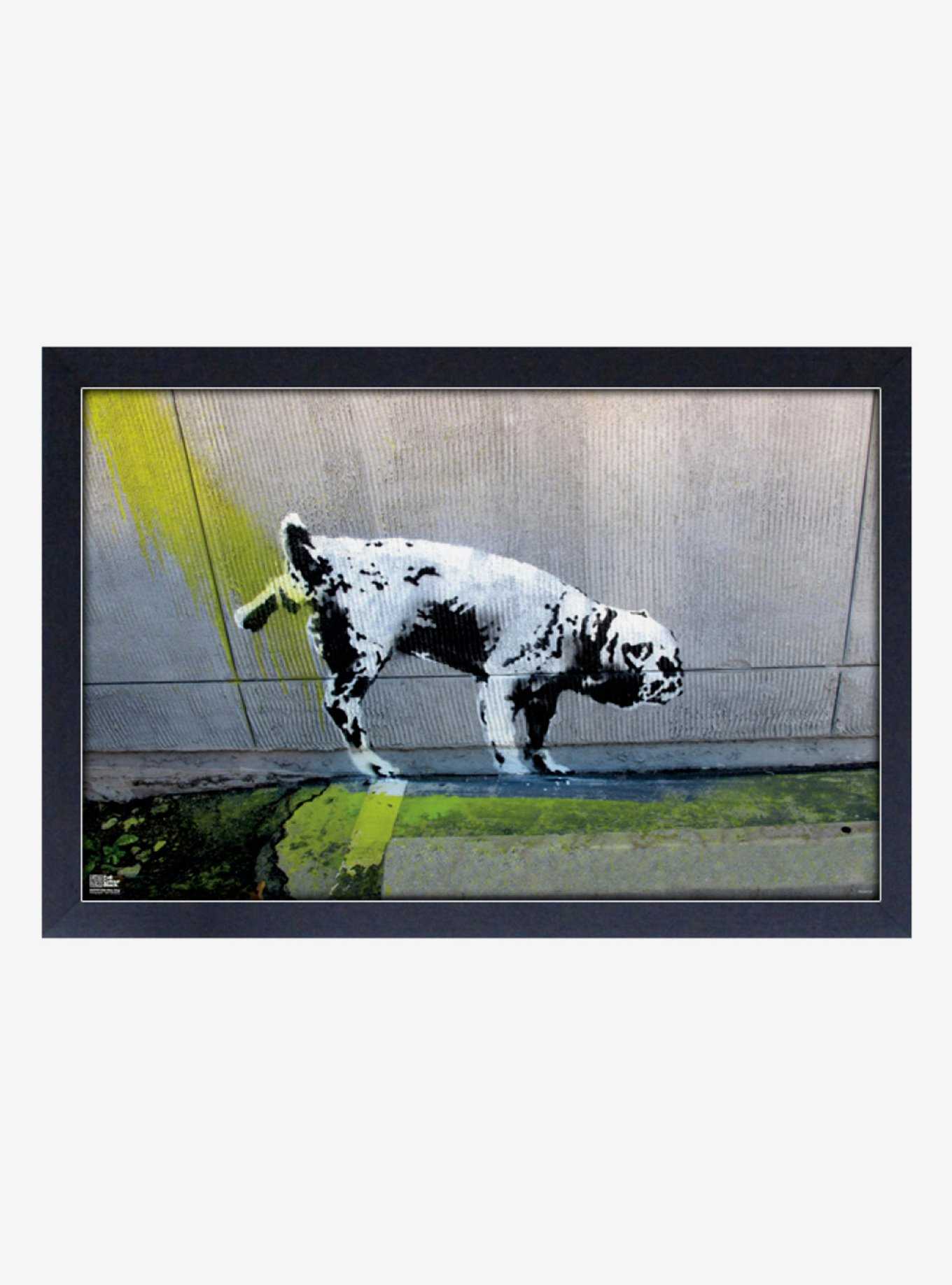 Banksy Doggy Go Pee Framed Wood Wall Art, , hi-res
