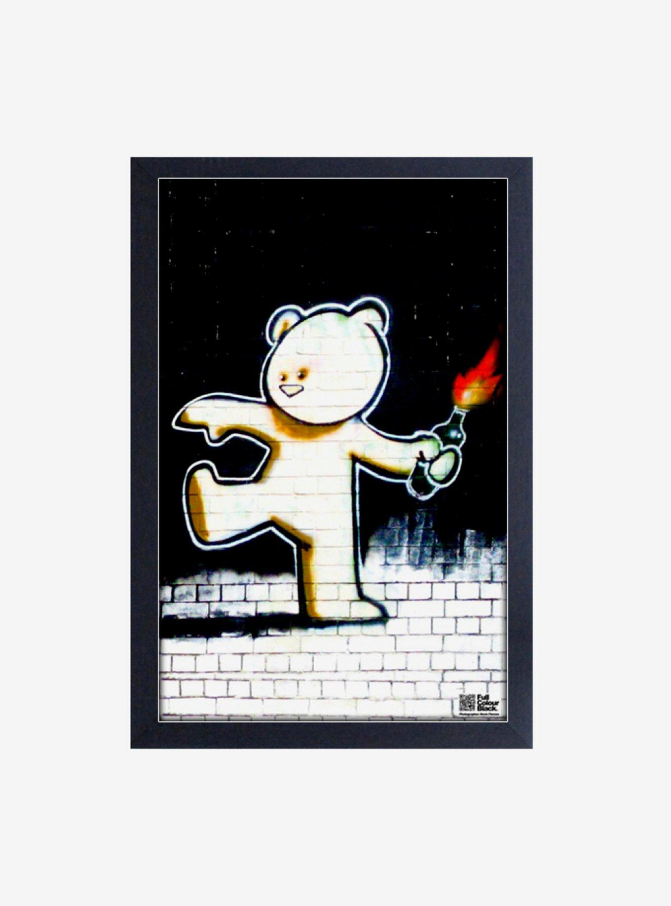 Banksy Firebomb Teddy Framed Wood Wall Art, , hi-res