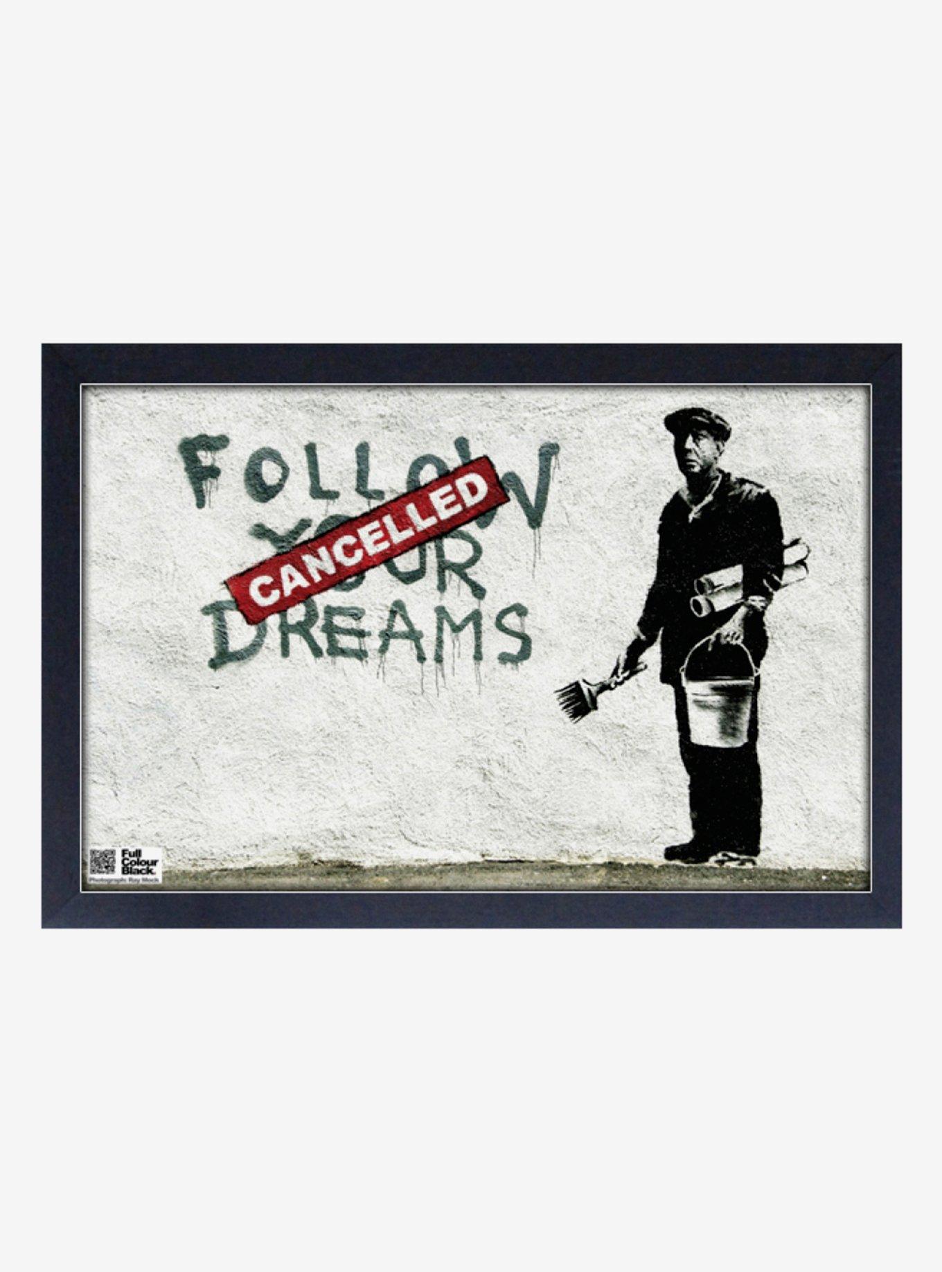 Banksy Follow Your Dreams Landscape Framed Wood Wall Art
