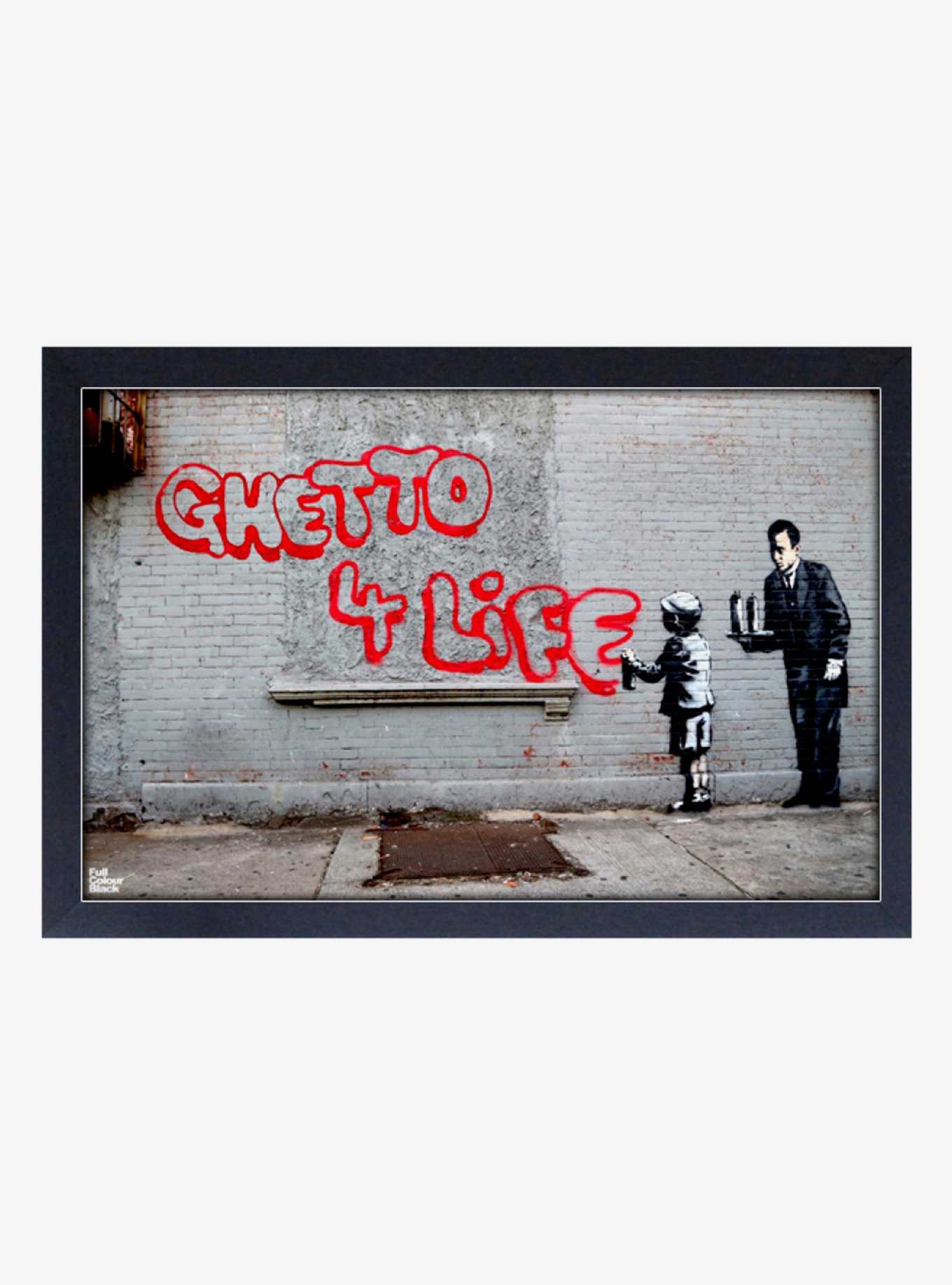 Banksy Ghetto 4 Life Framed Wood Wall Art, , hi-res